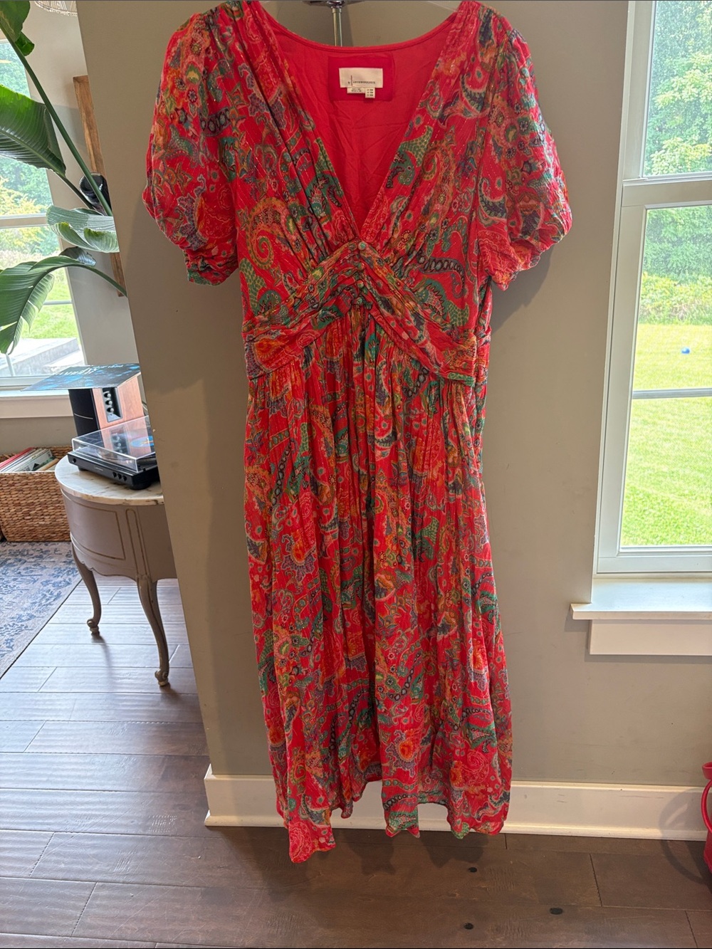 Anthropologie Katerina Dress Red Lurex